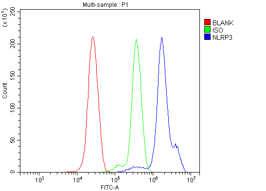  Flow Cytometry analysis of THP-1 cells using anti-NLRP3 antibody (A00034-2)