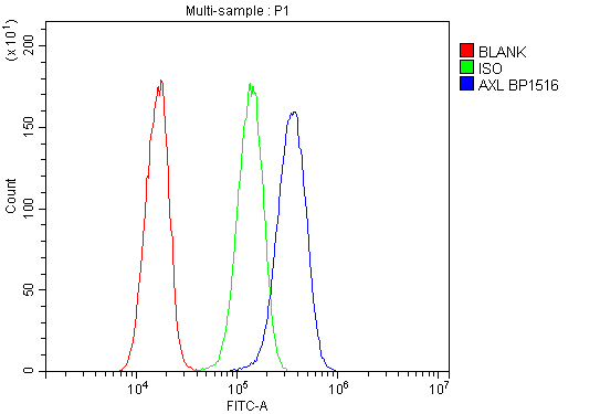  Flow Cytometry analysis of HeLa cells using anti-AXL antibody (A00226-2)