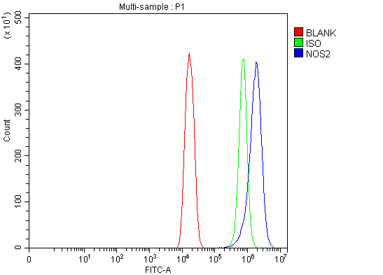  Flow Cytometry analysis of HEPA1-6 cells using anti-iNOS/Nos2 antibody (A00368-4)