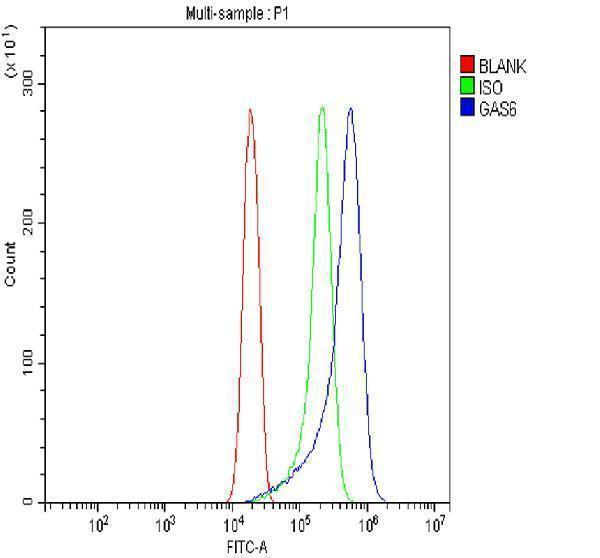  Flow Cytometry analysis of THP-1 cells using anti-GAS6 antibody (A00608-1)