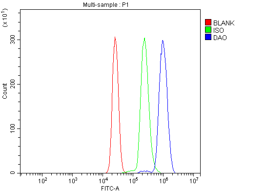  Flow Cytometry analysis of U937 cells using anti-DAO antibody (A00773-3)