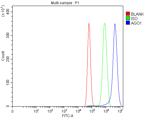 Flow Cytometry analysis of U87 cells using anti-AGO1 antibody (A00826-4)