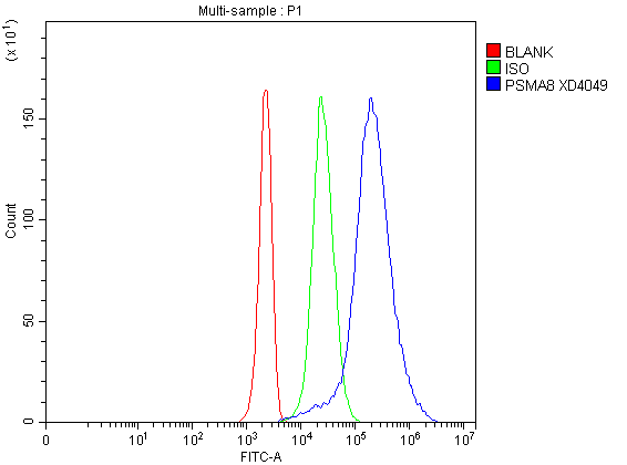 Flow Cytometry analysis of Jurkat cells using anti-PSMB8 antibody (A02188-3)