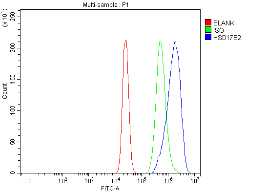  Flow Cytometry analysis of MCF-7 cells using anti-HSD17B2 antibody (A02506-1)