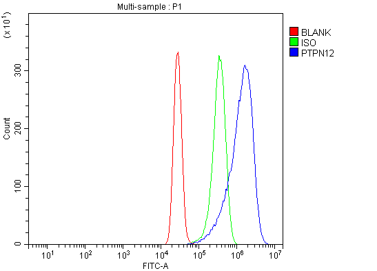  Flow Cytometry analysis of K562 cells using anti-PTPN12 antibody (A02762-1)