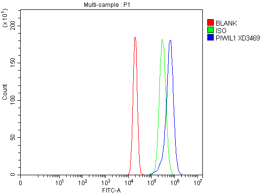 Flow Cytometry analysis of RT4 cells using anti-PIWIL1 antibody (A03159-2)