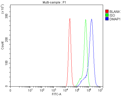  Flow Cytometry analysis of CACO-2 cells using anti-DMAP1 antibody (A03688-2)