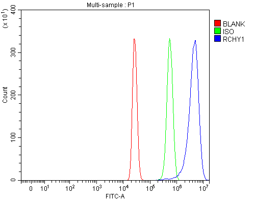  Flow Cytometry analysis of HepG2 cells using anti-Pirh2/RCHY1 antibody (A04533-3)