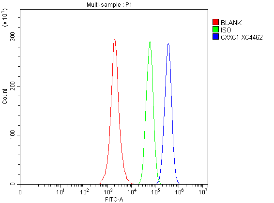 Flow Cytometry analysis of SH-SY5Y cells using anti-CXXC1 antibody (A05025-1)