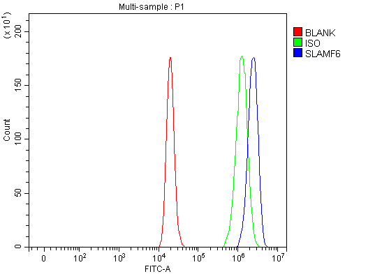  Flow Cytometry analysis of THP-1 cells using anti-SLAMF6 antibody (A05310-2)