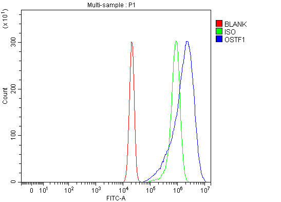  Flow Cytometry analysis of U20S cells using anti-OSTF1 antibody (A05988-1)