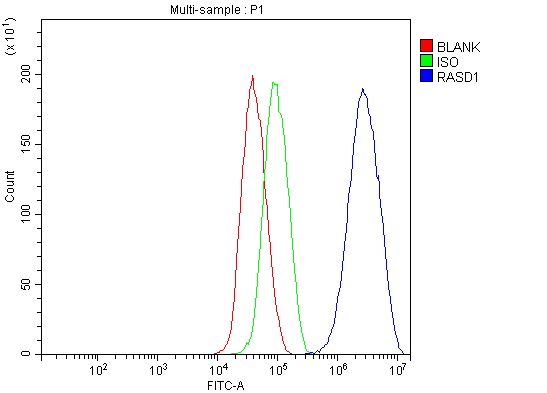  Flow Cytometry analysis of HepG2 cells using anti-Dexras1/RASD1 antibody (A05991-1)