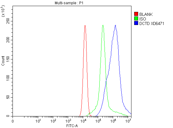 Flow Cytometry analysis of A549 cells using anti-DCTD antibody (A06902-1)