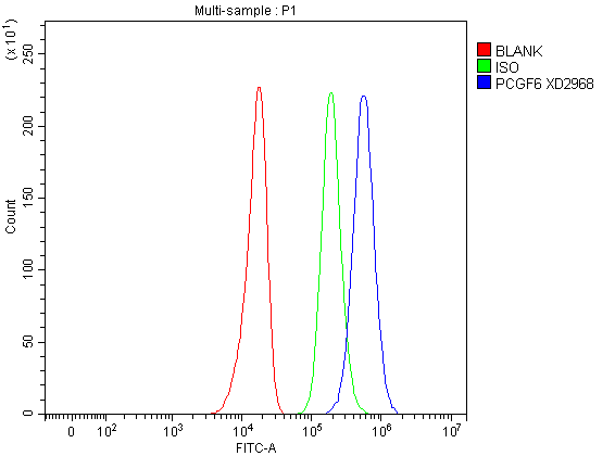Flow Cytometry analysis of U251 cells using anti-PCGF6 antibody (A07034-2)