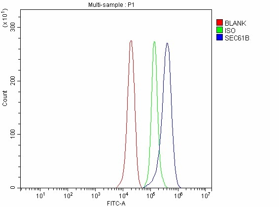  Flow Cytometry analysis of PC-3 cells using anti-SEC61B antibody (A07334-2)
