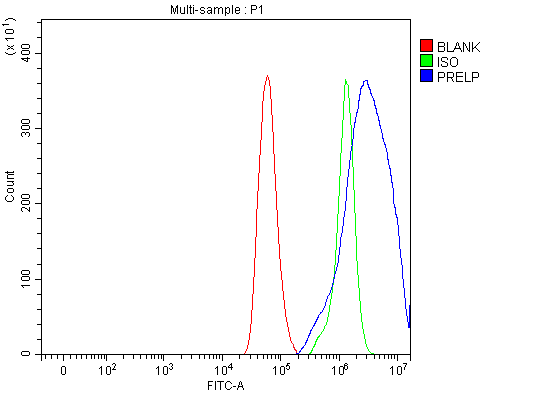  Flow Cytometry analysis of Hela cells using anti-PRELP antibody (A07640-1)