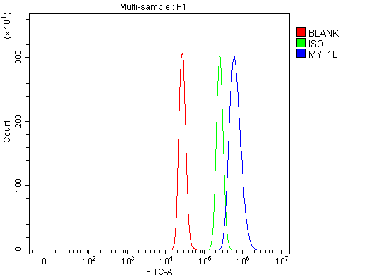  Flow Cytometry analysis of HepG2 cells using anti-MYT1L antibody (A07880-1)