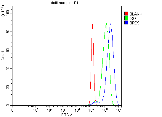  Flow Cytometry analysis of PC-3 cells using anti-BRD9 antibody (A08420-1)