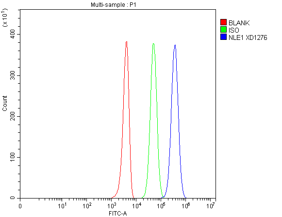  Flow Cytometry analysis of 293T cells using anti-NLE1 antibody (A09529-2)