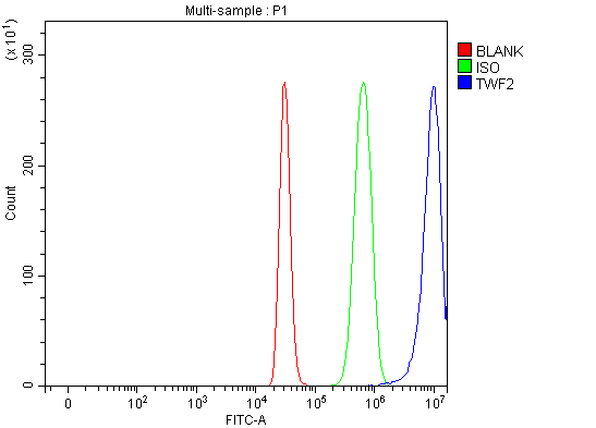  Flow Cytometry analysis of HepG2 cells using anti-TWF2 antibody (A09748-1)