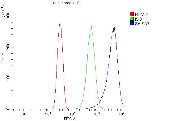  Flow Cytometry analysis of U20S cells using anti-SHISA6 antibody (A14975-1)