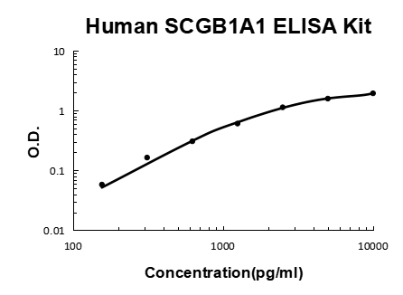 Human SCGB1A1/uteroglobin PicoKine ELISA Kit standard curve