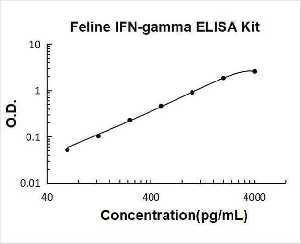 Feline IFN-gamma PicoKine ELISA Kit standard curve
