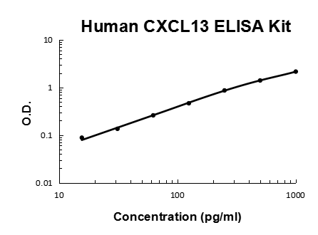 Human CXCL13 PicoKine ELISA Kit standard curve