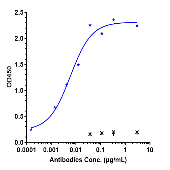 Immobilized human PD L1 His at 2 &mug/mL can bind Anti-B7-H1/PD-L1/CD274 Reference Antibody (atezolizumab)