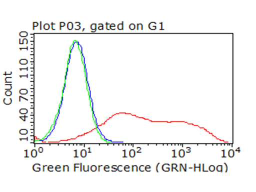 Flow cytometric analysis of living 293T cells transfected with ICOS overexpression plasmid