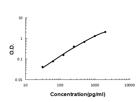  Sandwich ELISA - Recombinant rat Interferon gamma protein standard curve