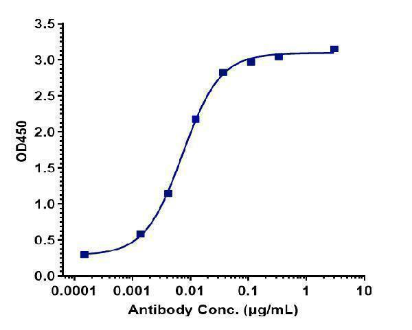Immobilized human IFN 污 His at 2 &mug/mL can bind Anti-IFNg Reference Antibody (fontolizumab)