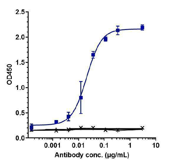 Immobilized human NKG2D His at 2 &mug/mL can bind Anti-NKG2D/CD314 Reference Antibody (tesnatilimab)
