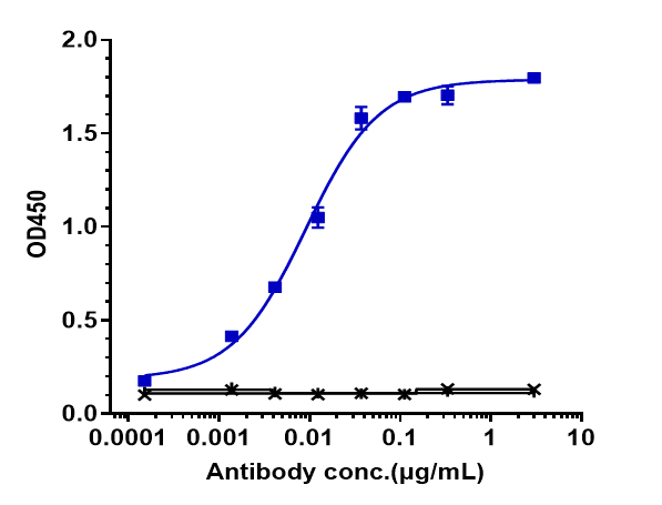 Immobilized human IL 23P40 His at 2 &mug/mL can bind Anti-IL-23 Reference Antibody (guselkumab)