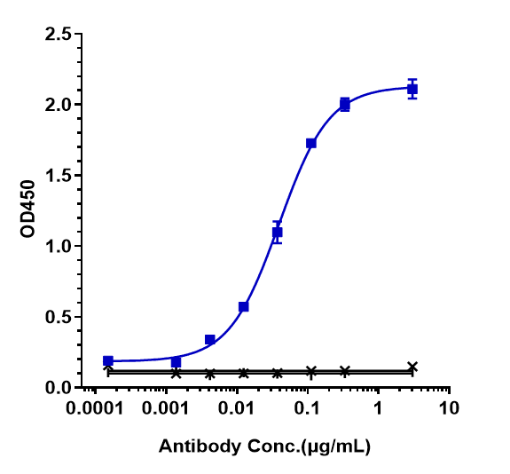 Immobilized human cMet His at 2 &mug/mL can bind Anti-HGFR/c-Met Reference Antibody (telisotuzumab)
