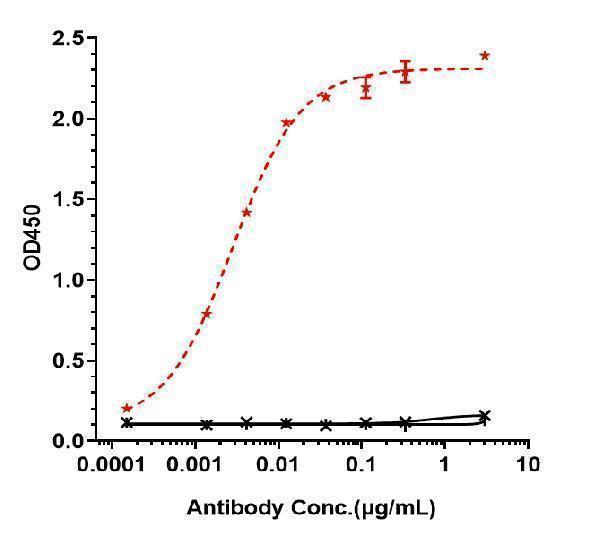 Immobilized human ROR1 His at 2 &mug/mL can bind Anti-ROR1 Reference Antibody (zilovertamab vedotin)