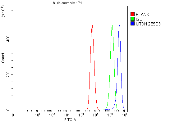  Flow Cytometry analysis of U87 cells using anti-LYRIC antibody (M04060-2)