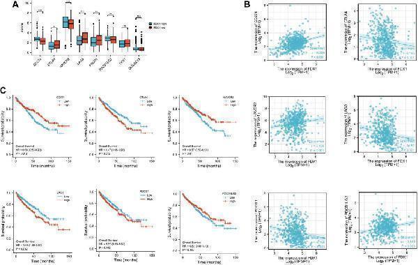 The expression and the prognosis analysis of immune checkpoints
