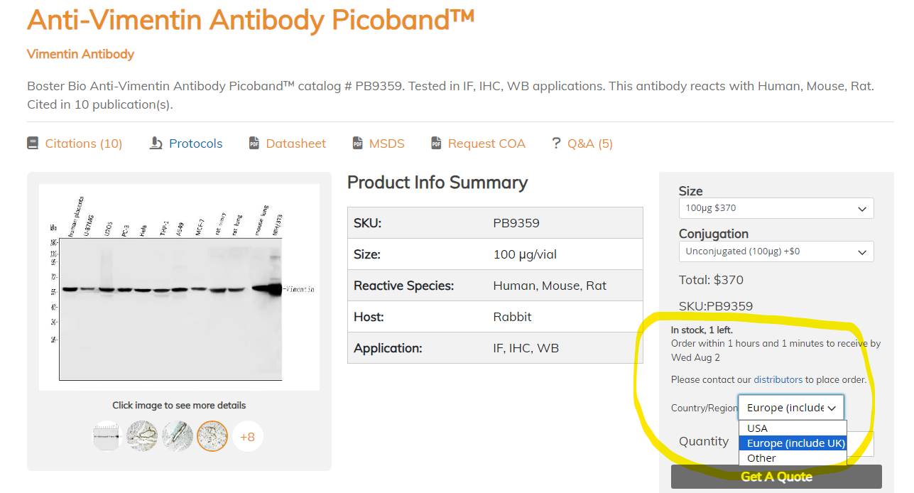 PB9359 stock availability screenshot example