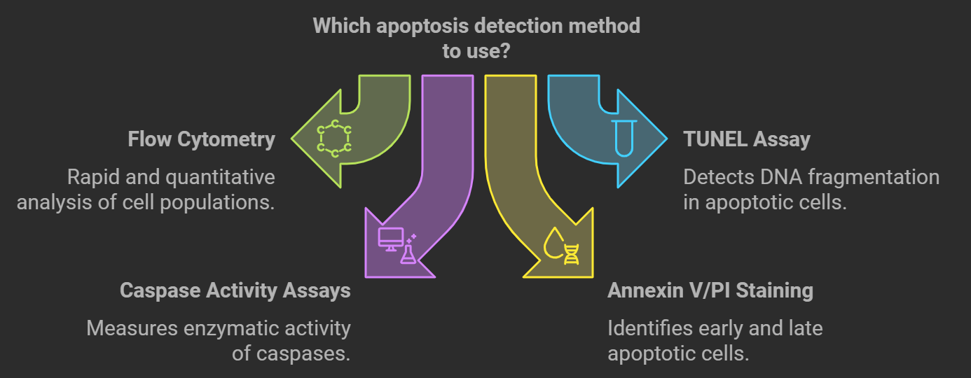 Overview of apoptosis detection methods infographic