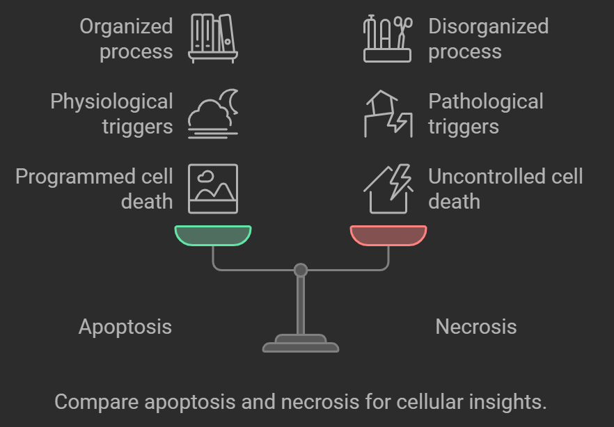 Comparison of apoptosis and necrosis infographic