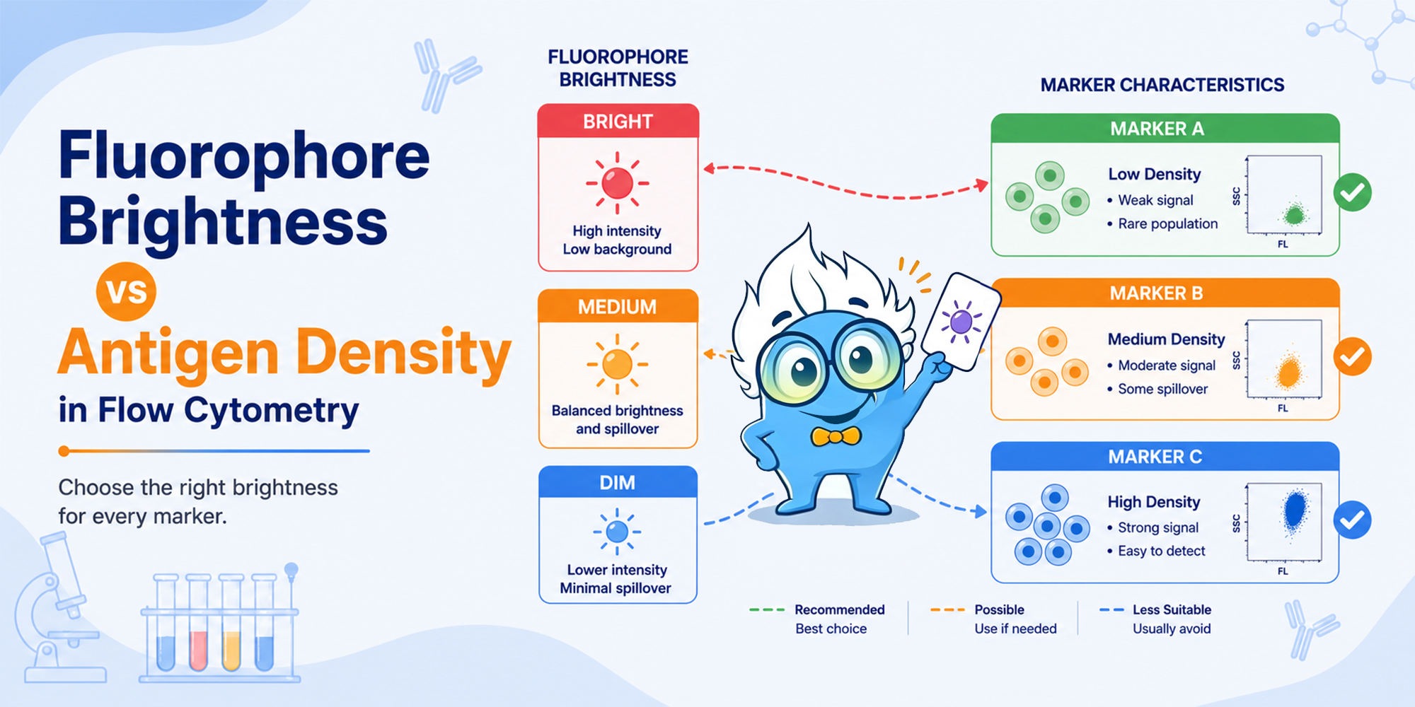 Fluorophore Brightness vs. Antigen Density in Flow Cytometry